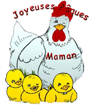 Gif animé joyeuses Pâques poule et poussins